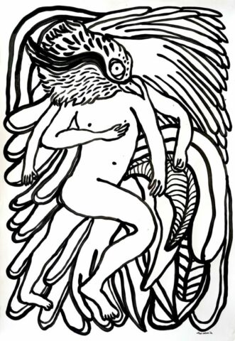 Chloé Robert, Horus 75x110cm Acrylique sur papier 2024